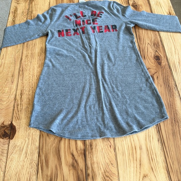 Victoria's Secret PINK Sleep Shirt "I'll Be Nice Next Year"Red Buffalo Check - Picture 5 of 6